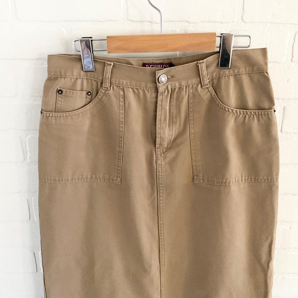 Vintage Y2K Maxi Sirt Cargo Column Cotton Minimalist Pockets Tan Beige Sz 10 - Picture 3 of 15